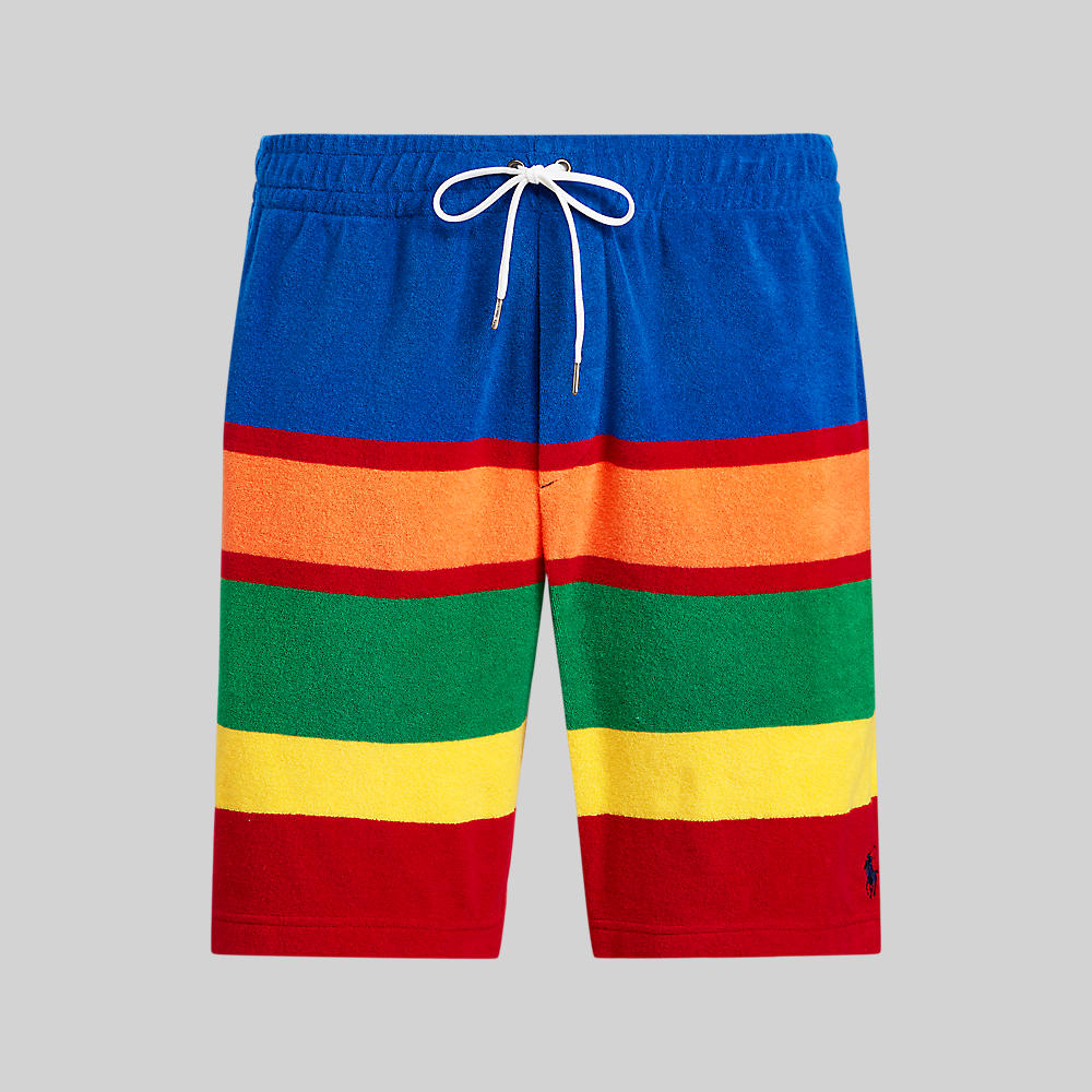 Rainbow Polaroid Lacoste Shorts Boys’ Lacoste X Polaroid Colour Striped Swimming Trunks