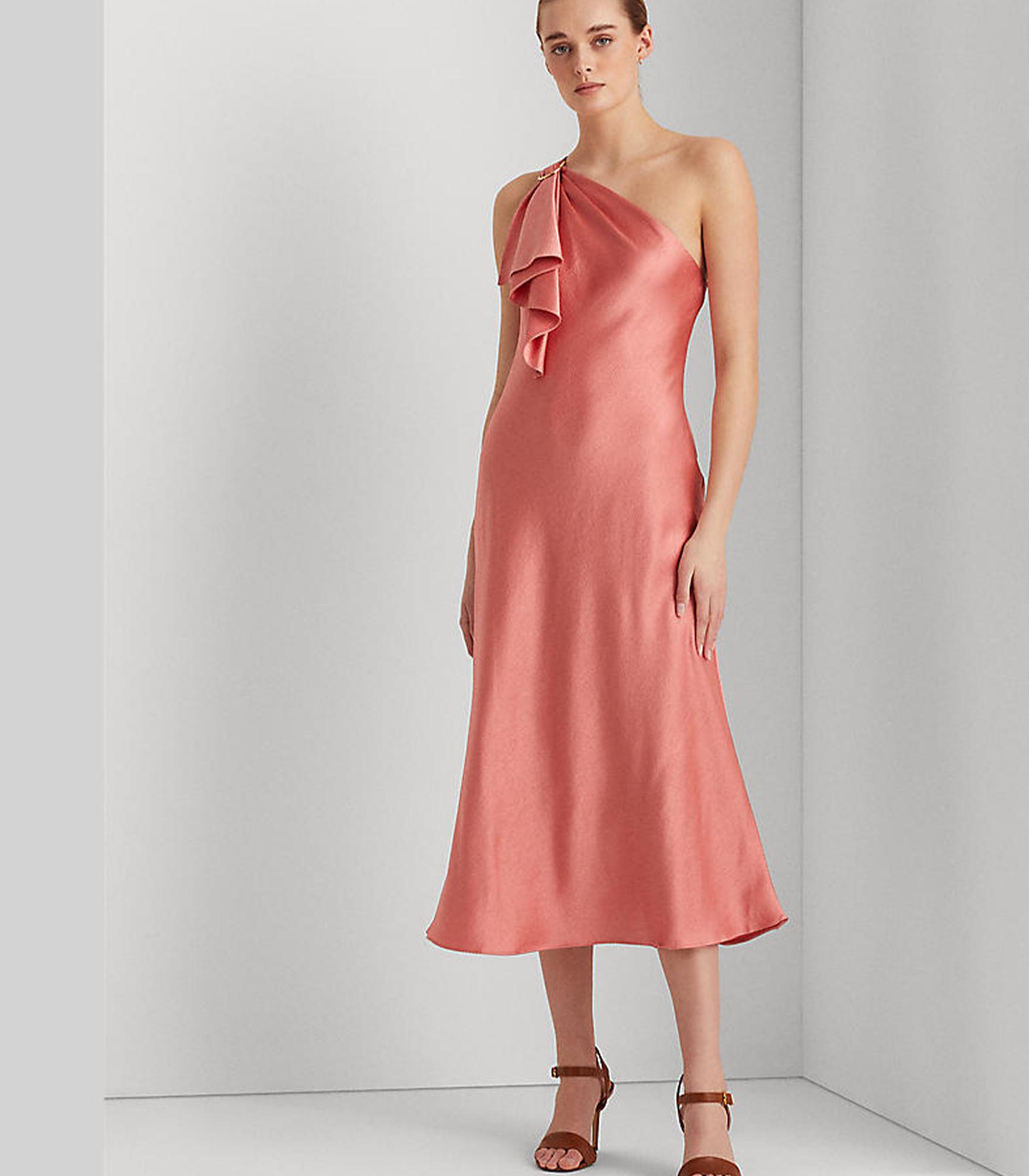 Polo ralph lauren - satin one-shoulder cocktail dress - women