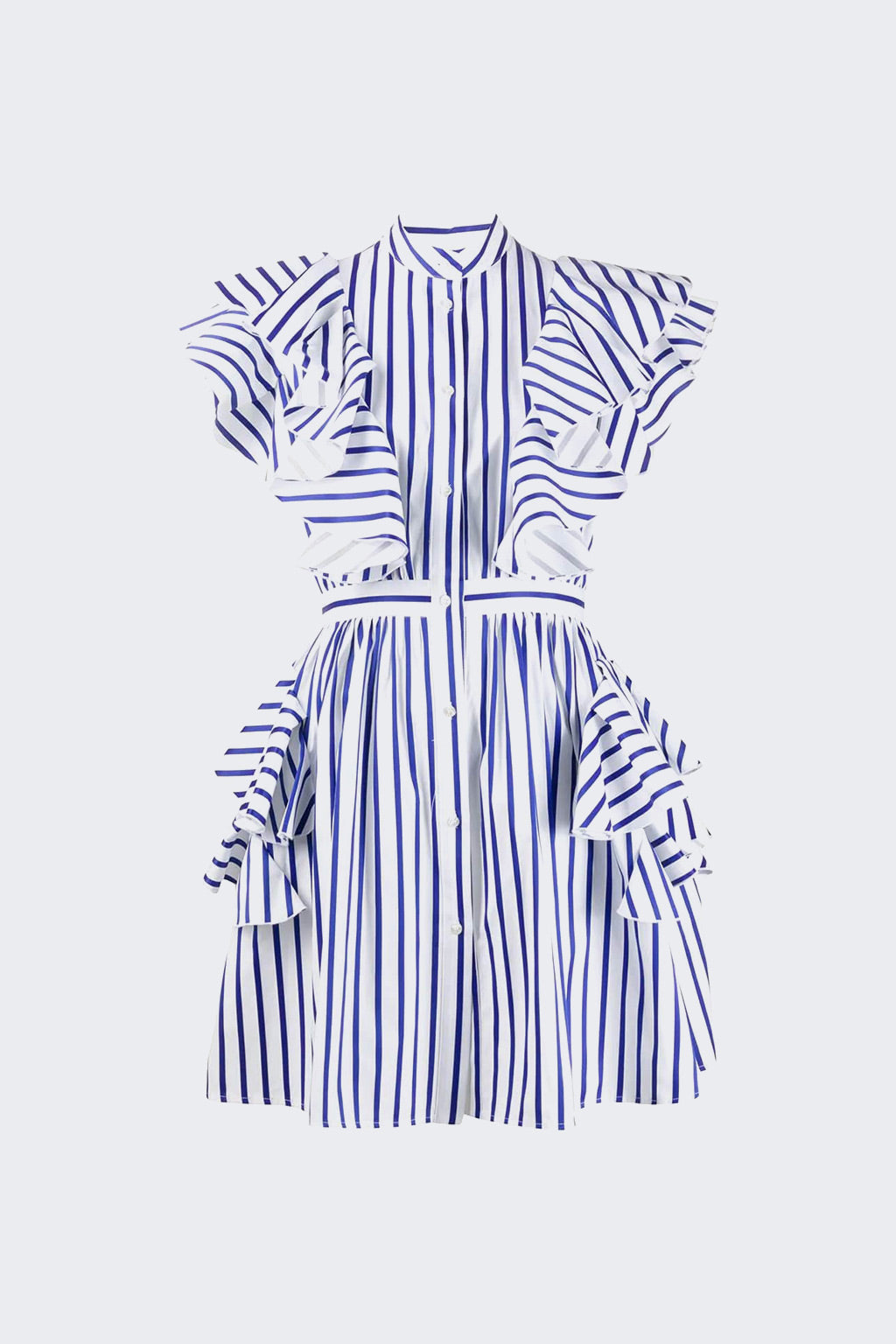 Msgm - striped ruffle detail dress - women