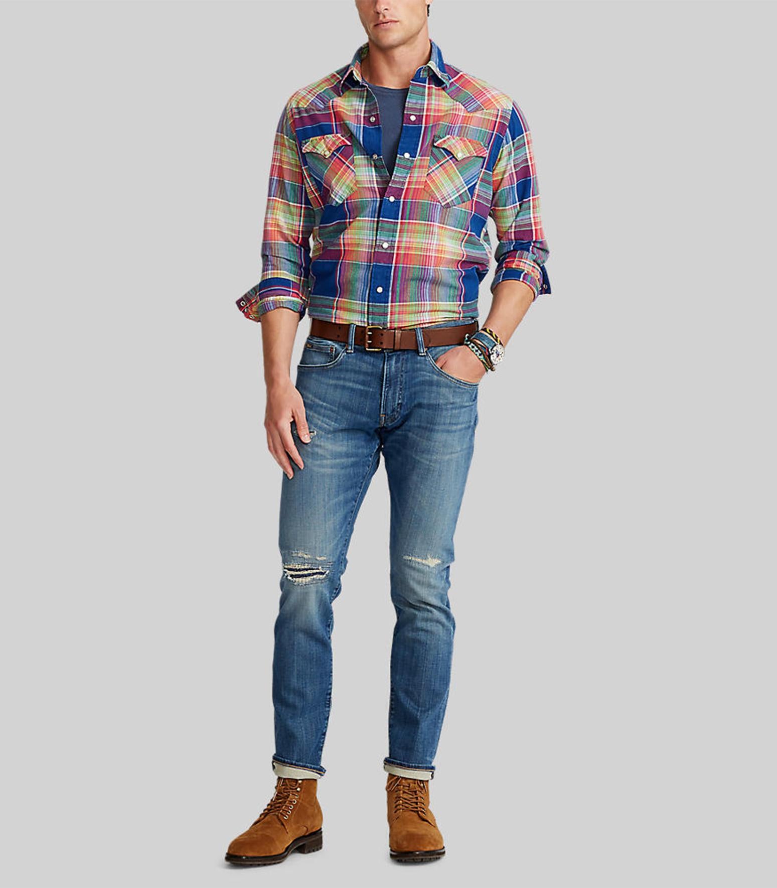 Polo ralph lauren - classic fit madras western shirt - men