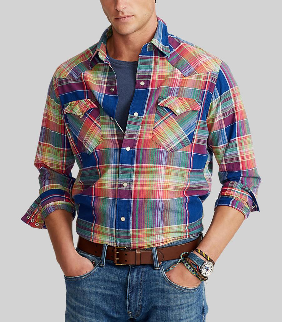 Polo ralph lauren - classic fit madras western shirt - men