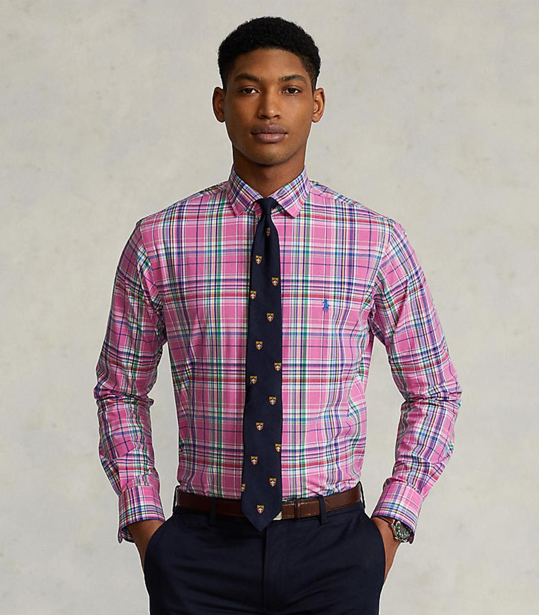 Polo ralph lauren - slim fit plaid stretch poplin shirt - men