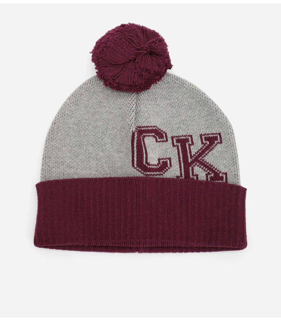 Calvin klein - folded pompom beanie - unisex