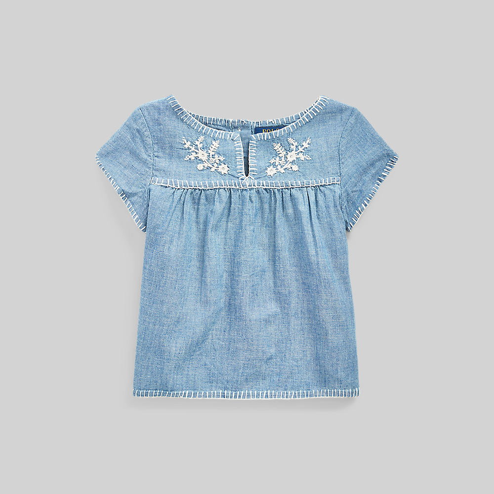 Polo ralph lauren - embroidered chambray top
 - girls