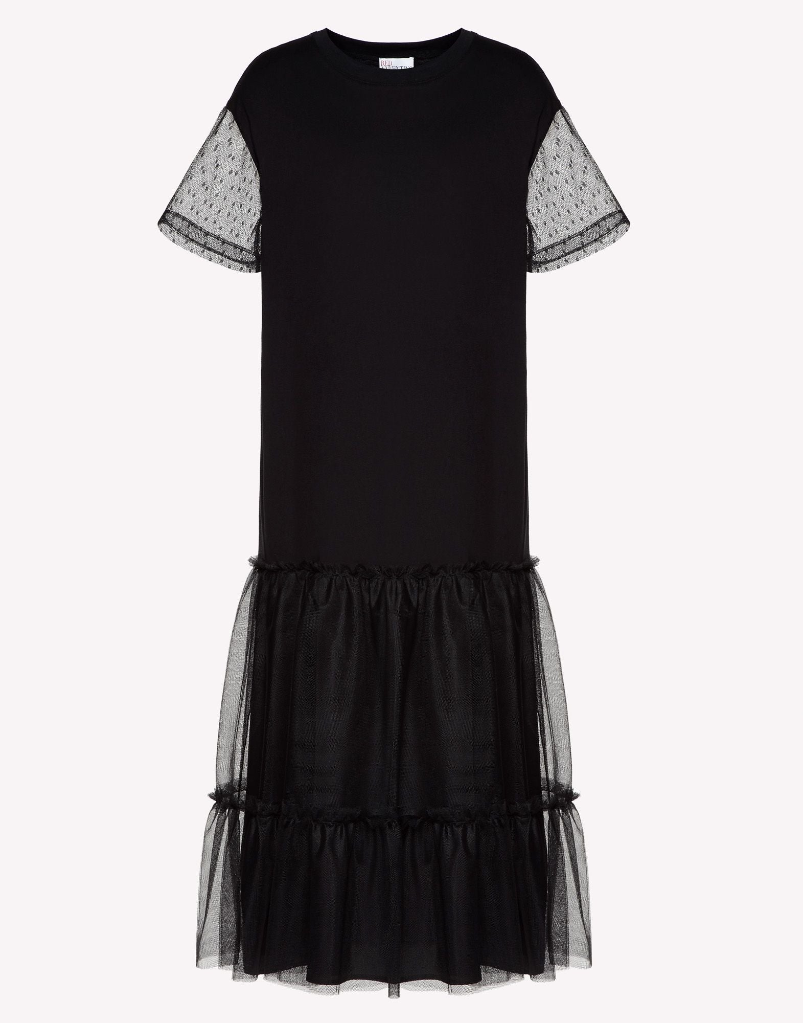 Red valentino - t-shirt dress with tulle point d’esprit
 - women